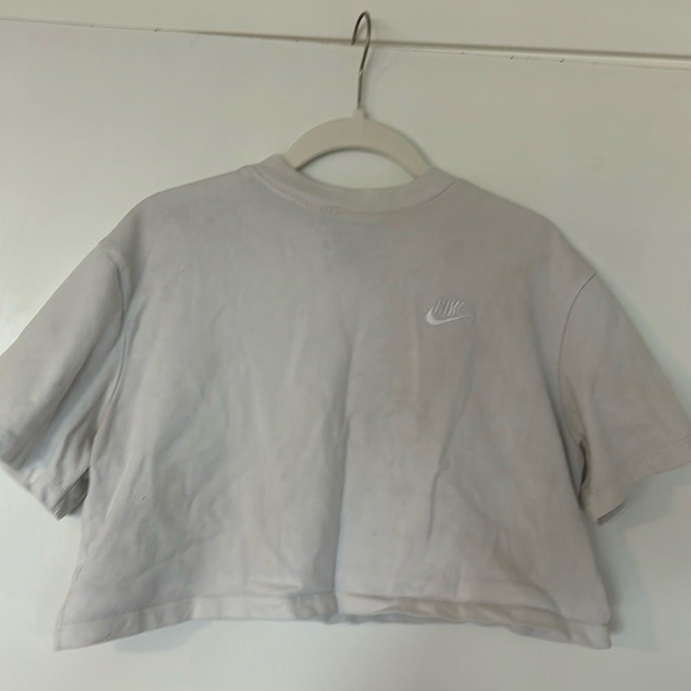 Nike white crop workout top